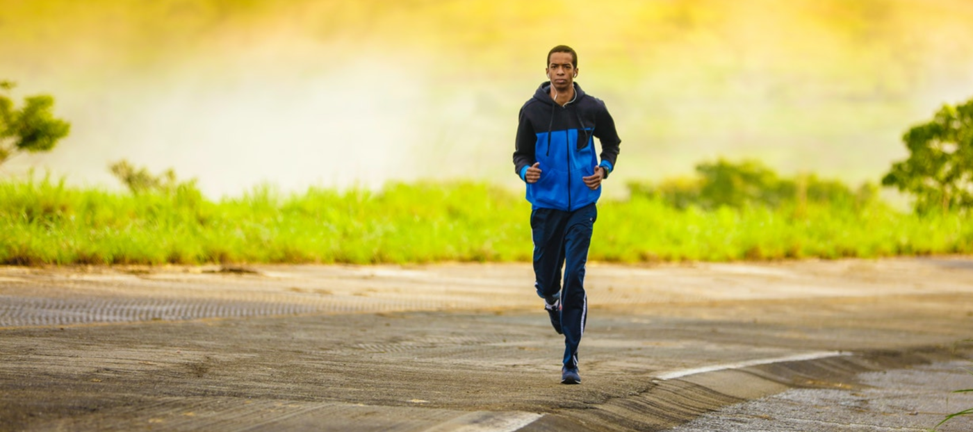 woman running on road