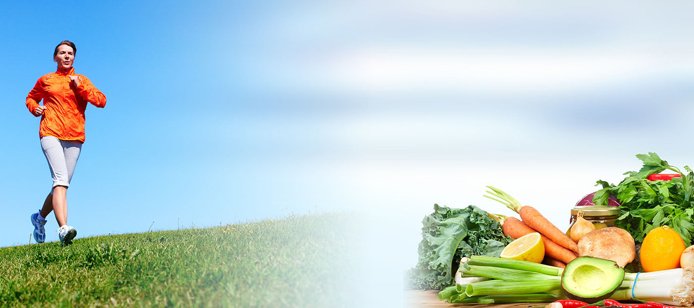man running and vegetables