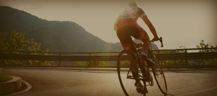 Cyclist on mountain road