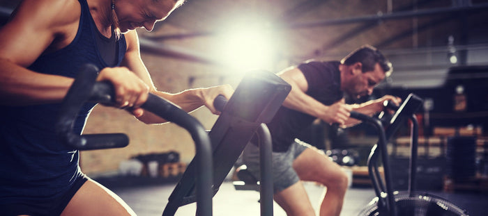 anaerobic cycling session in gym