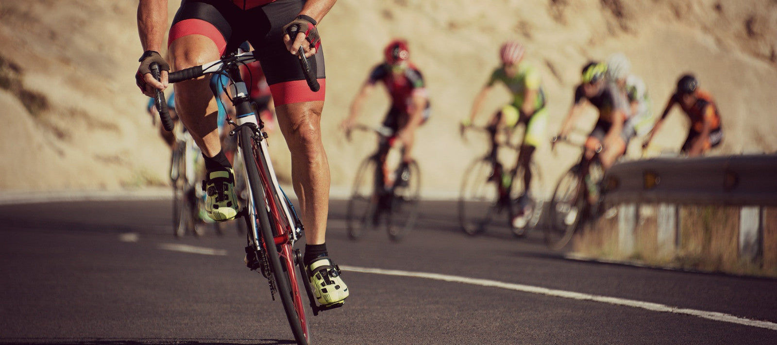 cyclist racing uphill