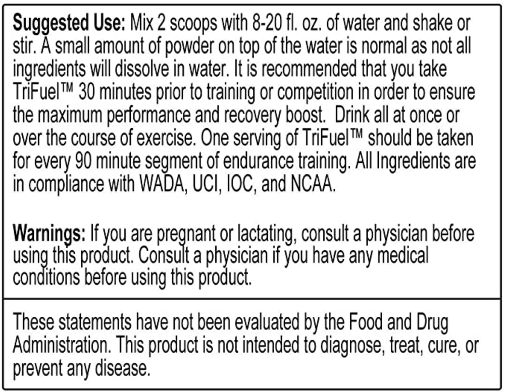 TriFuel sports drink instructions