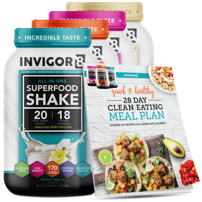 INVIGOR8 Superfood Grass-Fed Whey Protein Shake (4 Pack)