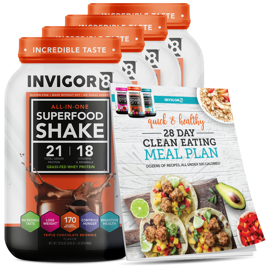 INVIGOR8 Superfood Grass-Fed Whey Protein Shake (4 Pack)