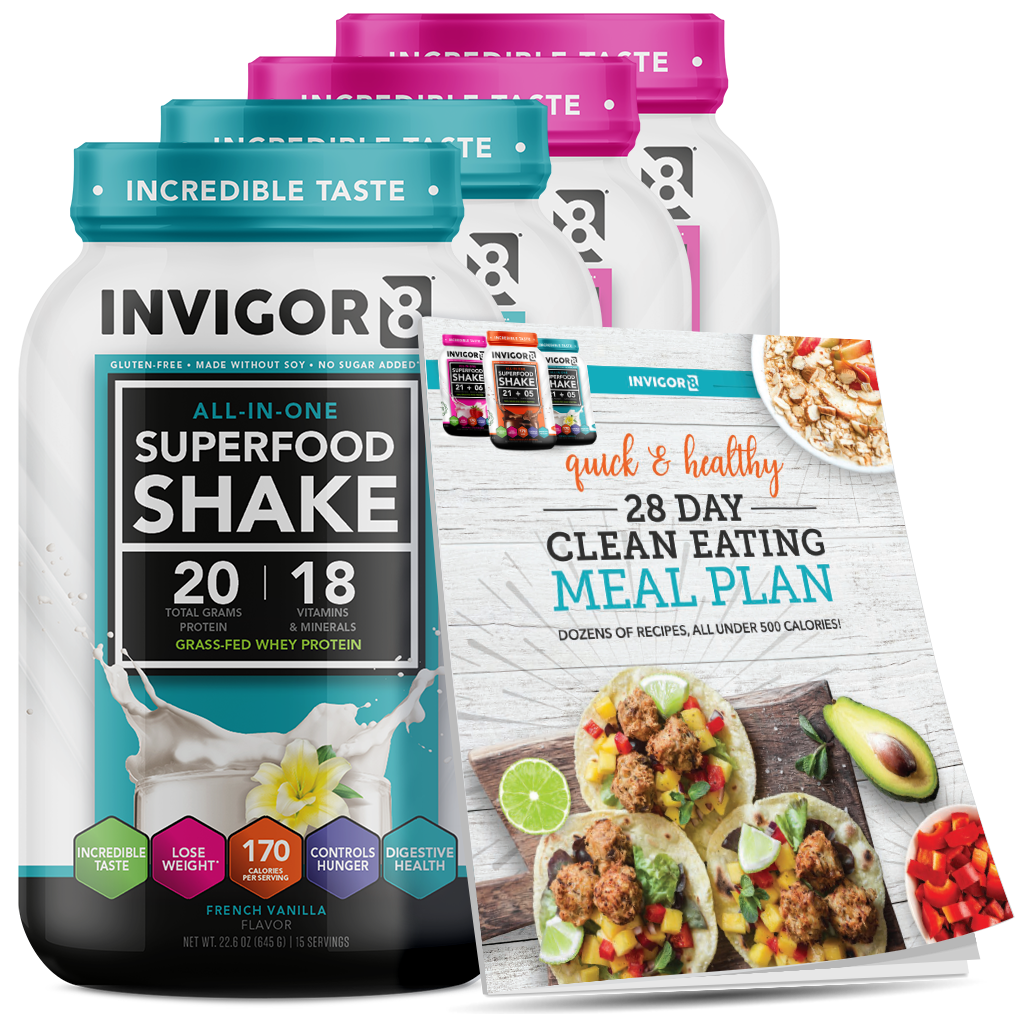 INVIGOR8 Superfood Grass-Fed Whey Protein Shake (4 Pack)