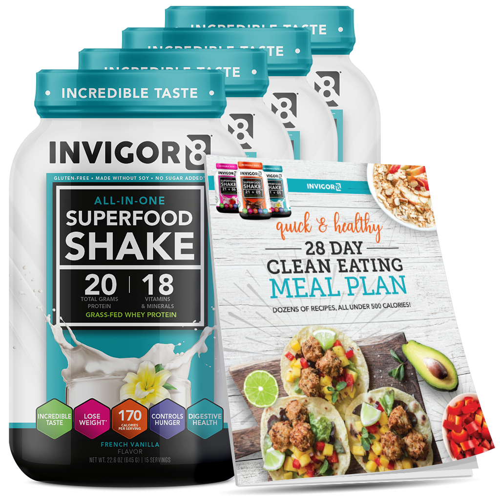 INVIGOR8 Superfood Grass-Fed Whey Protein Shake (4 Pack)