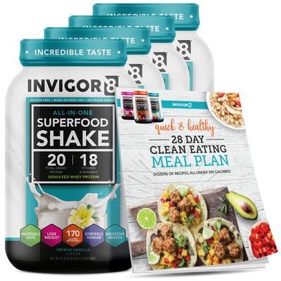 INVIGOR8 Superfood Grass-Fed Whey Protein Shake (4 Pack)