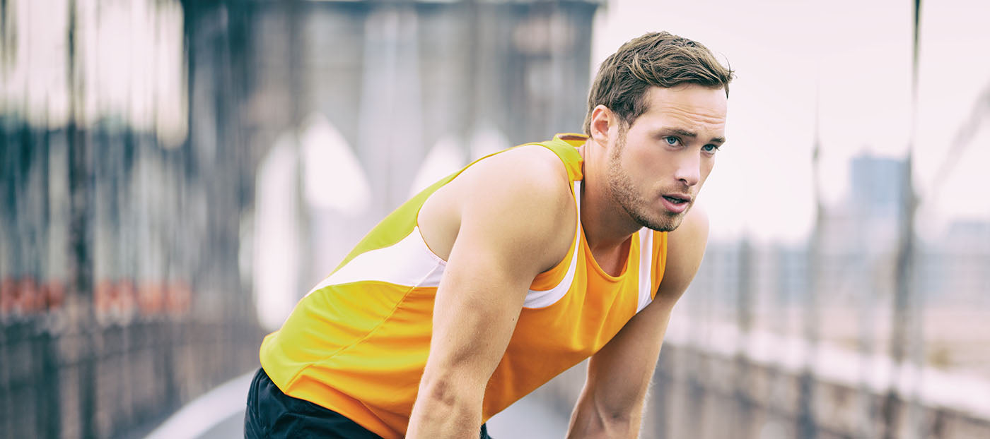 winded runner taking a rest