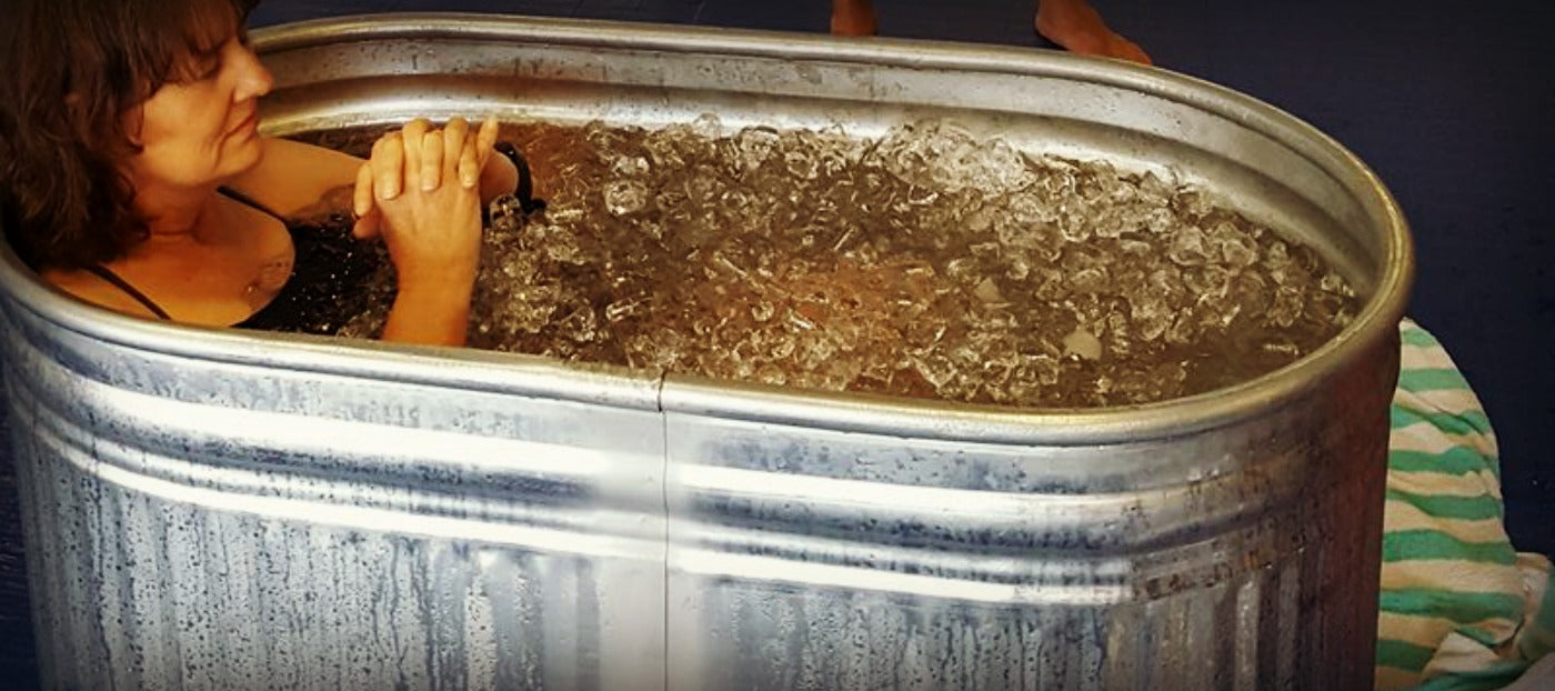 woman in ice bath