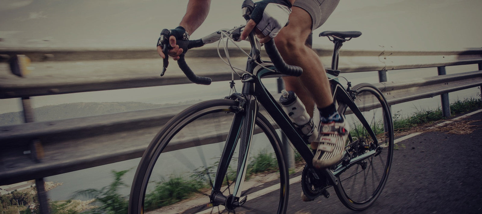 Cyclist working on skills on bike