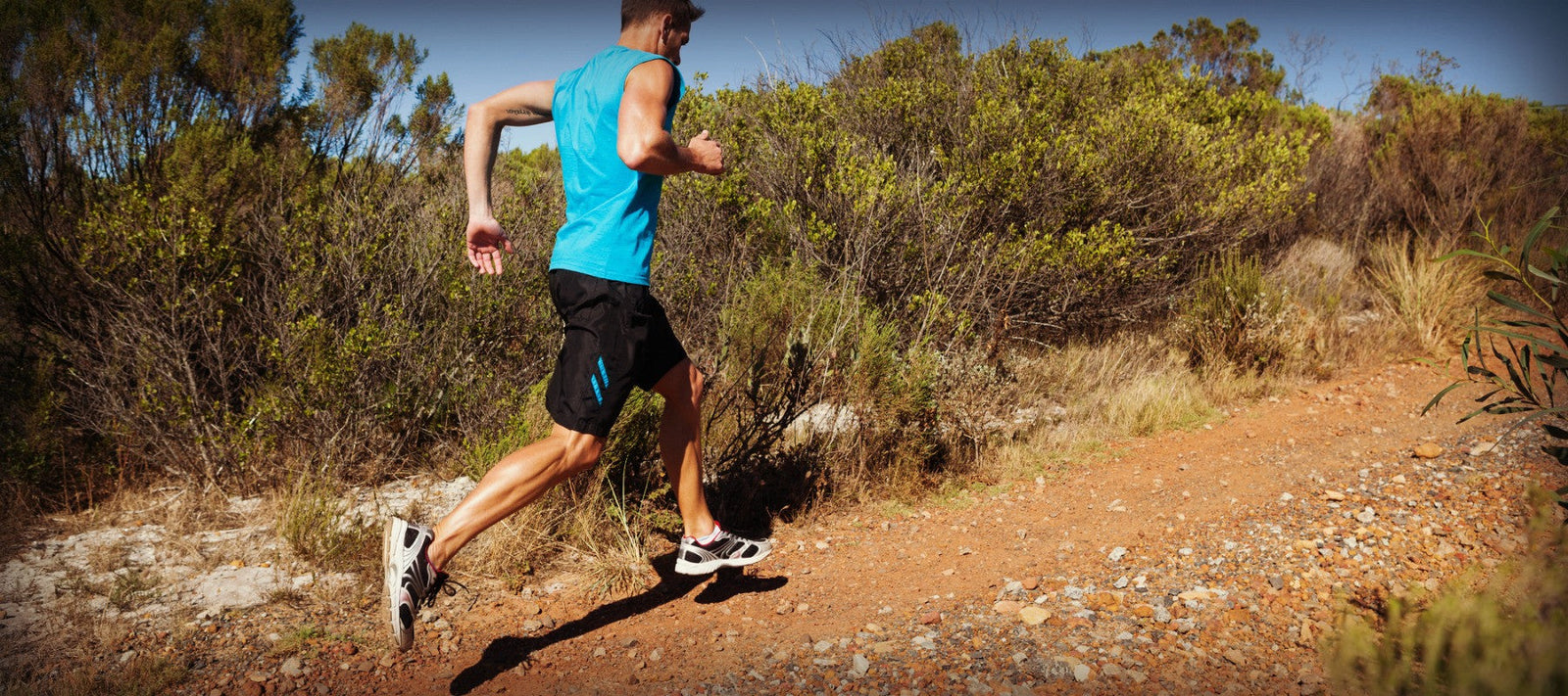 Man running uphill for training