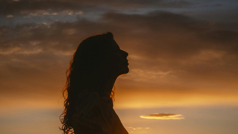 silhouette of a woman's profile at sunset